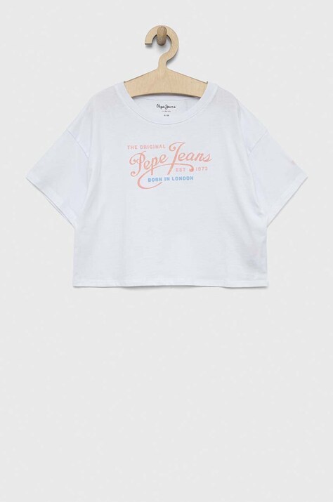 Дитяча бавовняна футболка Pepe Jeans Non-denim колір білий