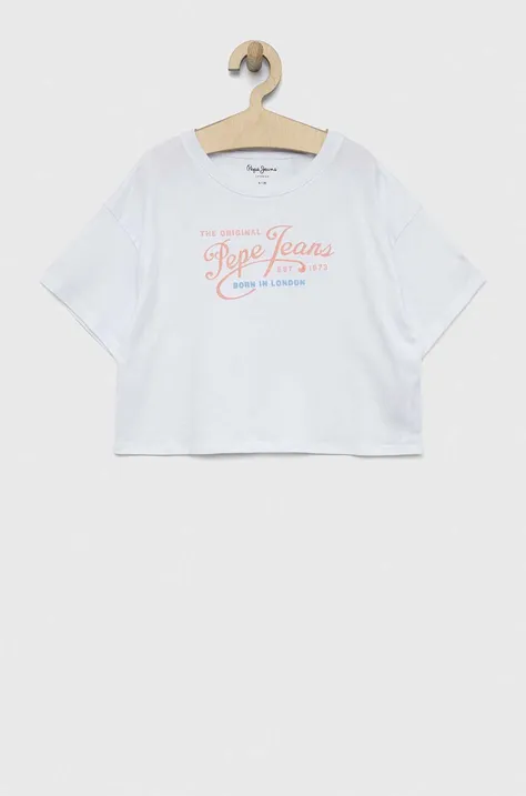 Детская хлопковая футболка Pepe Jeans Non-denim цвет белый
