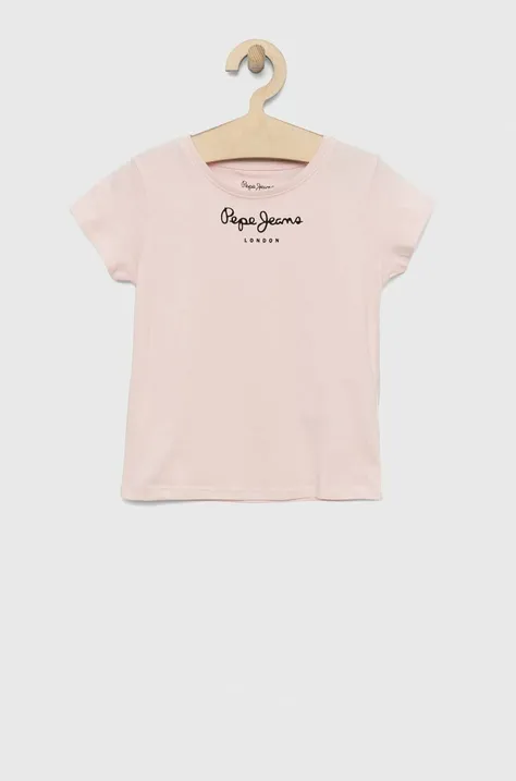 Otroška bombažna kratka majica Pepe Jeans Roza barva