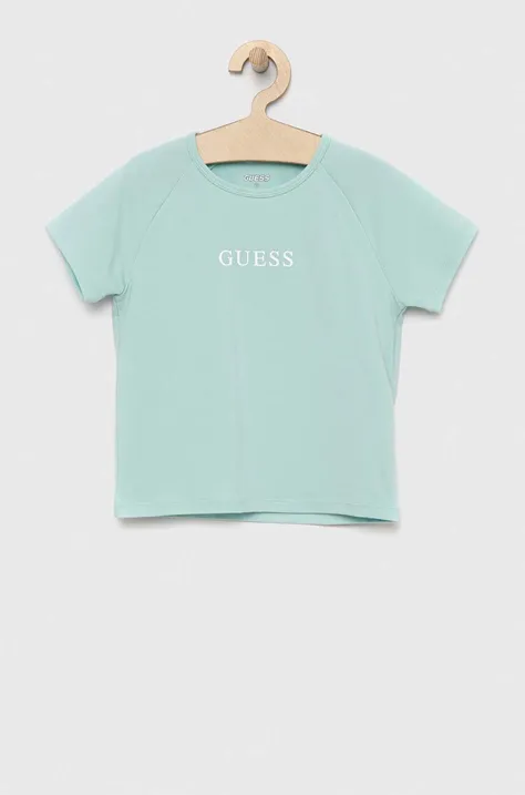 Дитяча футболка Guess колір бірюзовий