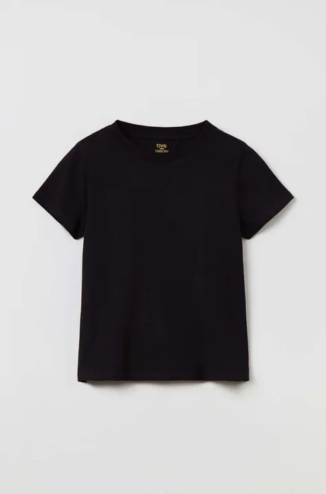 Παιδικό βαμβακερό μπλουζάκι OVS χρώμα: μαύρο
