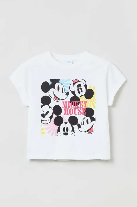 Παιδικό βαμβακερό μπλουζάκι OVS χρώμα: άσπρο