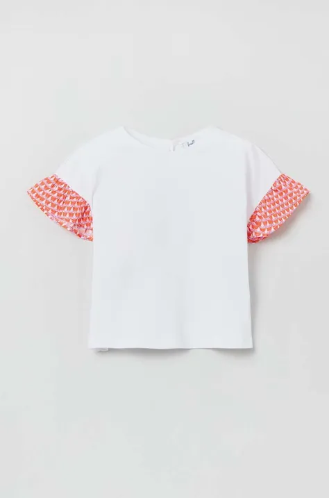 Μωρό βαμβακερό μπλουζάκι OVS χρώμα: άσπρο