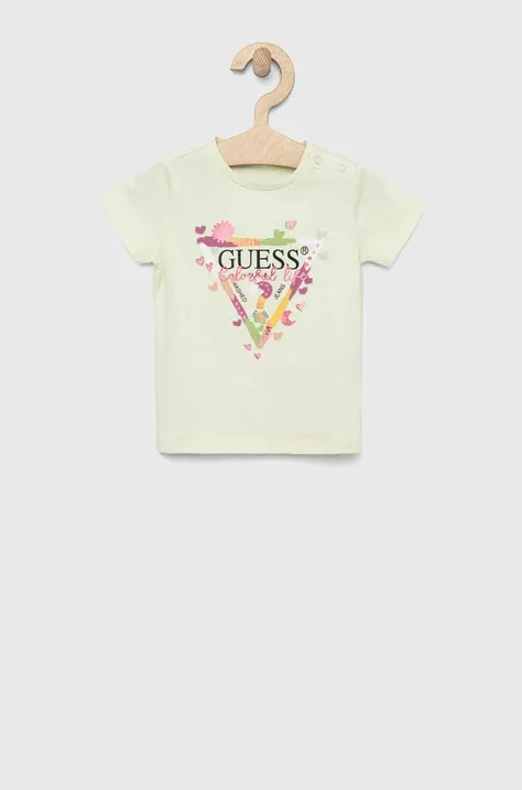 Guess t-shirt niemowlęcy kolor turkusowy