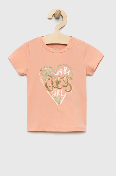 Μπλουζάκι μωρού Guess χρώμα: ροζ