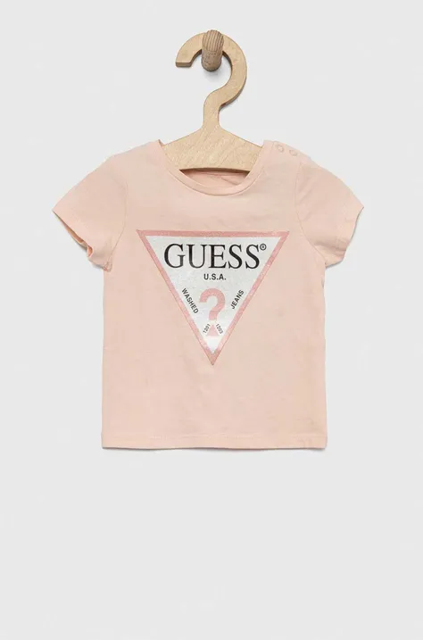 Guess t-shirt dziecięcy kolor różowy