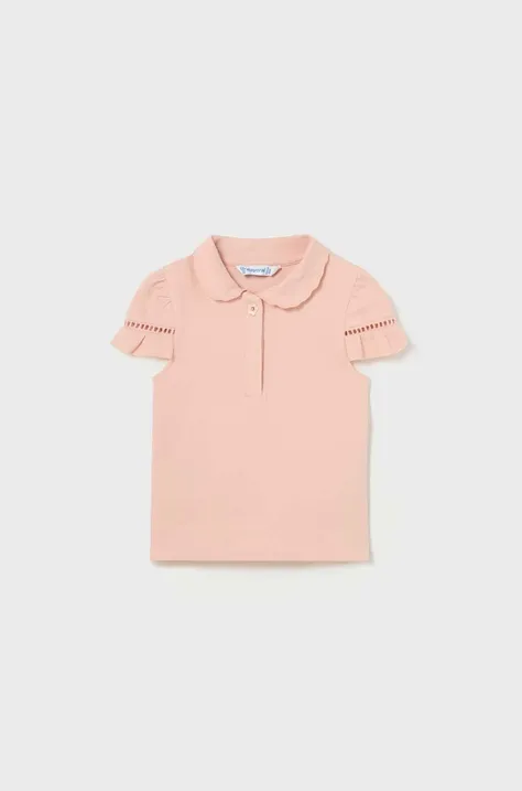 Бебешка тениска Mayoral в розово с яка тип peter pan