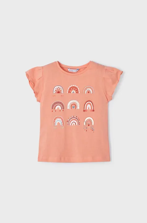 Детская хлопковая футболка Mayoral цвет оранжевый