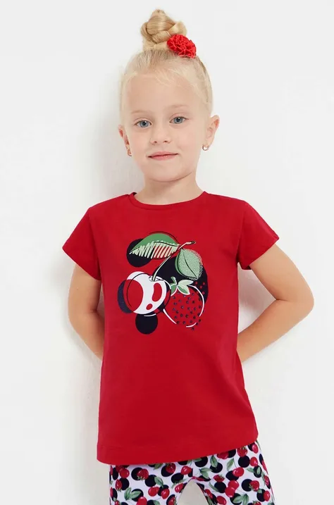 Дитяча бавовняна футболка Mayoral колір червоний