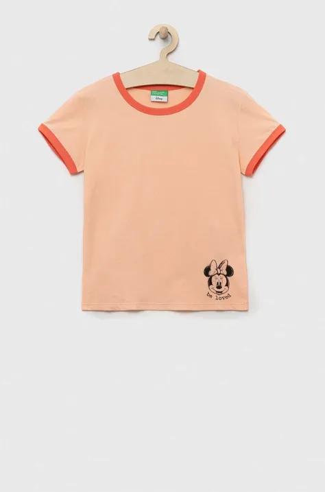 Dječja pamučna majica kratkih rukava United Colors of Benetton boja: narančasta