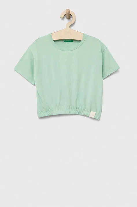 Otroška kratka majica United Colors of Benetton zelena barva