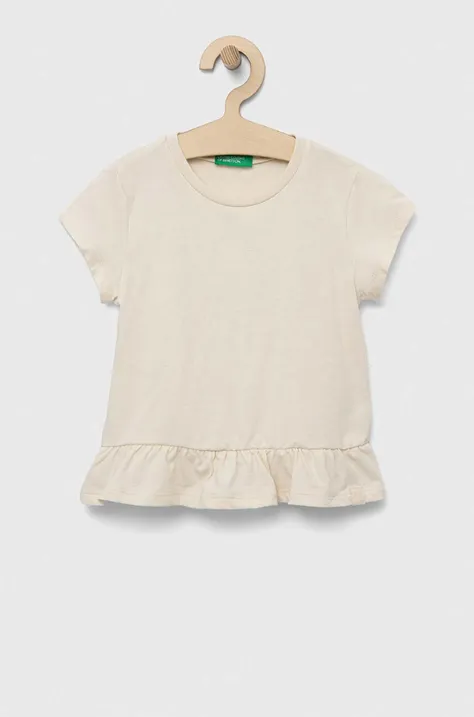United Colors of Benetton t-shirt dziecięcy kolor beżowy