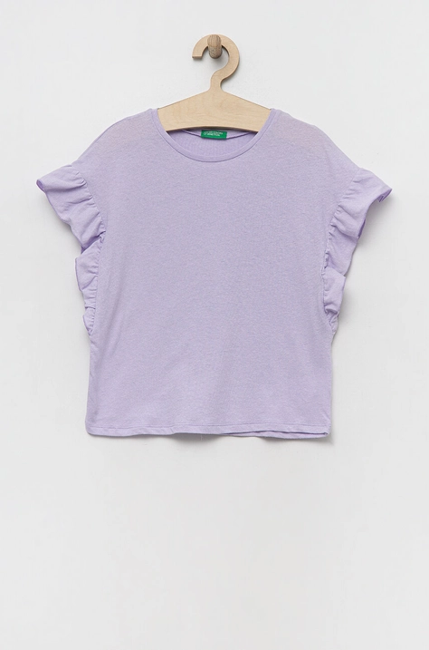 United Colors of Benetton tricou din amestec de in culoarea violet