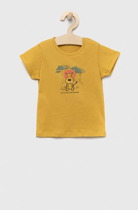 United Colors of Benetton tricou din bumbac pentru bebelusi culoarea galben