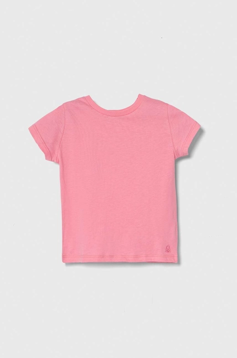 United Colors of Benetton tricou de bumbac pentru copii culoarea roz