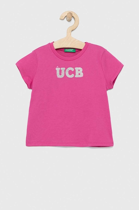 United Colors of Benetton t-shirt bawełniany dziecięcy kolor fioletowy