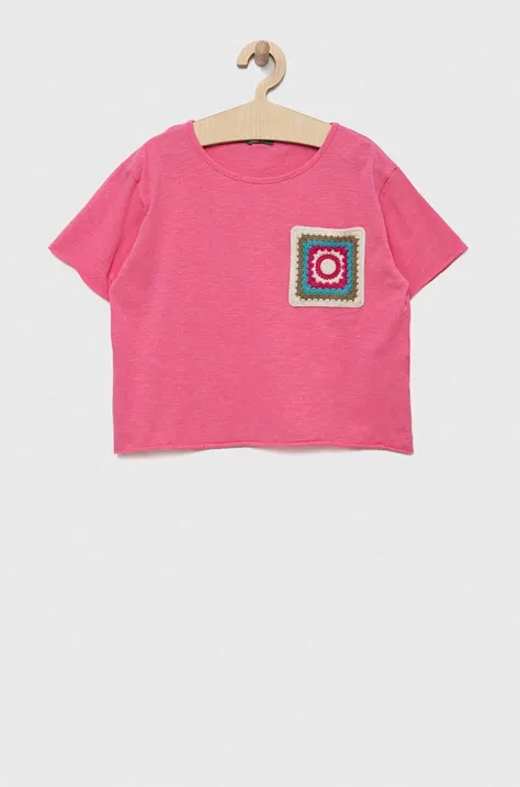 Dětské tričko United Colors of Benetton růžová barva