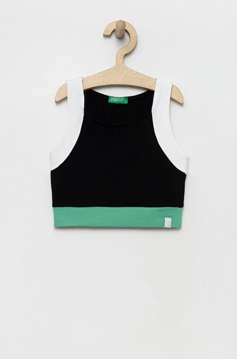 United Colors of Benetton top copii culoarea negru