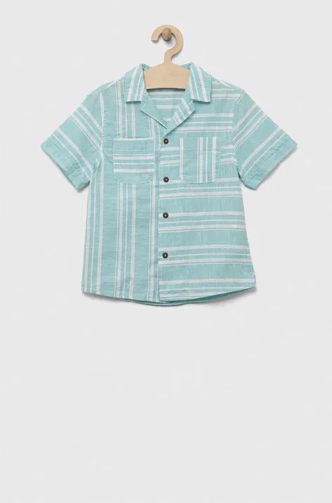Детская хлопковая рубашка United Colors of Benetton цвет бирюзовый
