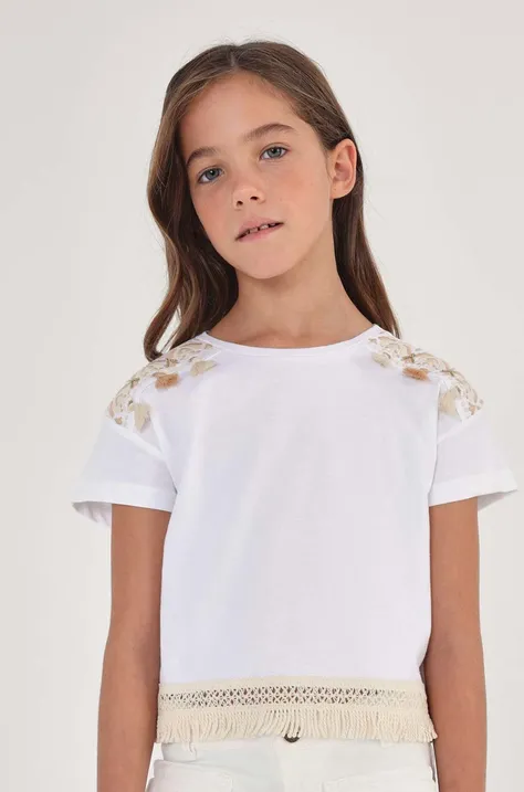 Mayoral t-shirt bawełniany dziecięcy kolor biały
