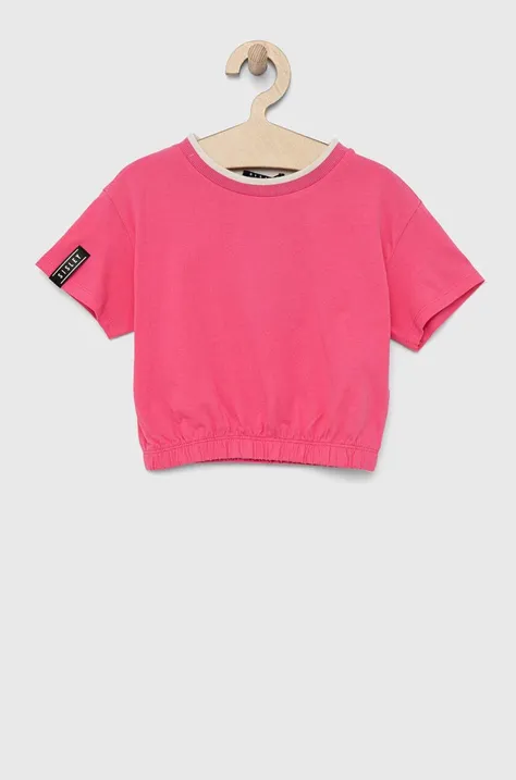 Παιδικό βαμβακερό μπλουζάκι Sisley χρώμα: ροζ