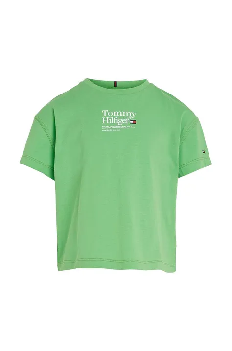 Tommy Hilfiger t-shirt bawełniany dziecięcy kolor zielony
