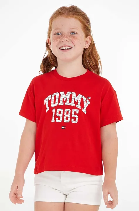 Παιδικό βαμβακερό μπλουζάκι Tommy Hilfiger Χρώμα: κόκκινο