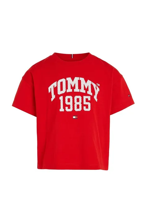 Παιδικό βαμβακερό μπλουζάκι Tommy Hilfiger Χρώμα: κόκκινο