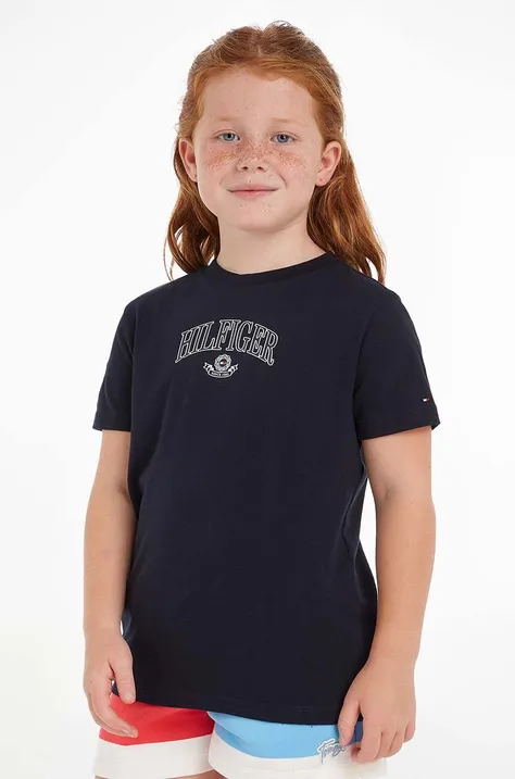 Detské bavlnené tričko Tommy Hilfiger čierna farba