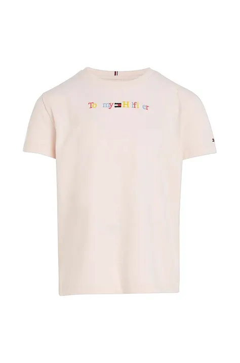 Παιδικό μπλουζάκι Tommy Hilfiger χρώμα: ροζ