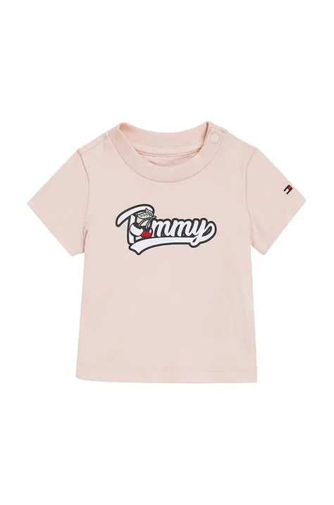 Μπλουζάκι μωρού Tommy Hilfiger χρώμα: ροζ