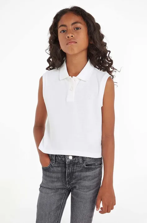 Calvin Klein Jeans tricou polo culoarea alb, cu guler