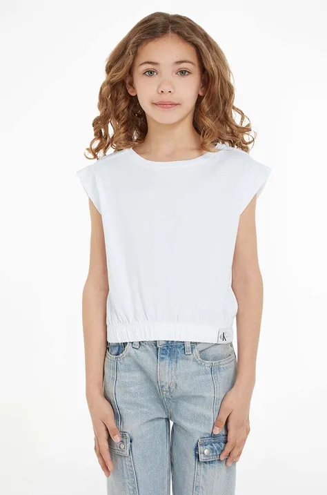 Дитячий бавовняний топ Calvin Klein Jeans колір білий