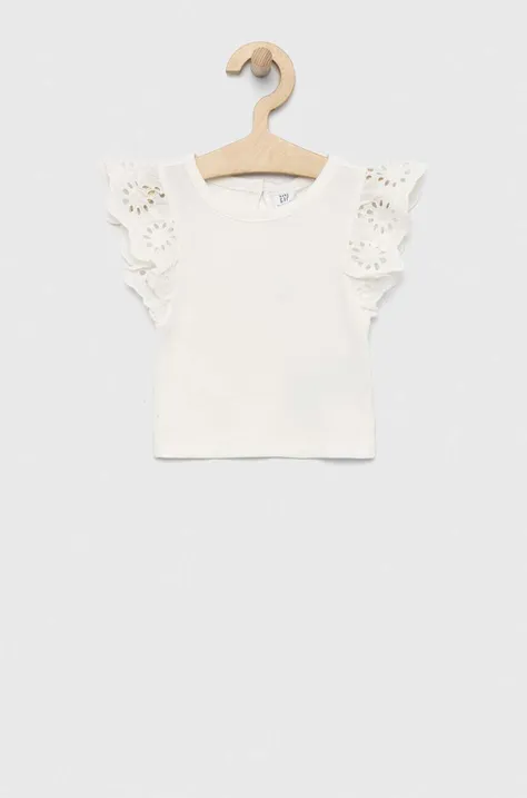 Детска памучна тениска GAP в бяло