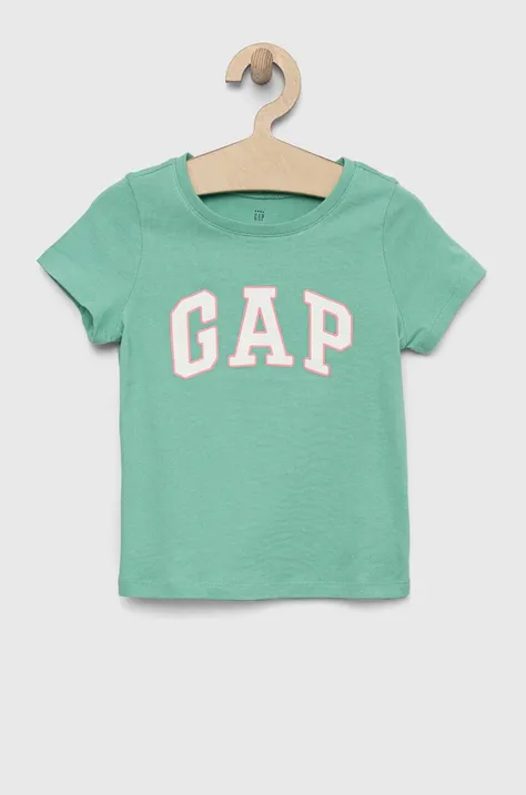 Dječja pamučna majica kratkih rukava GAP boja: zelena