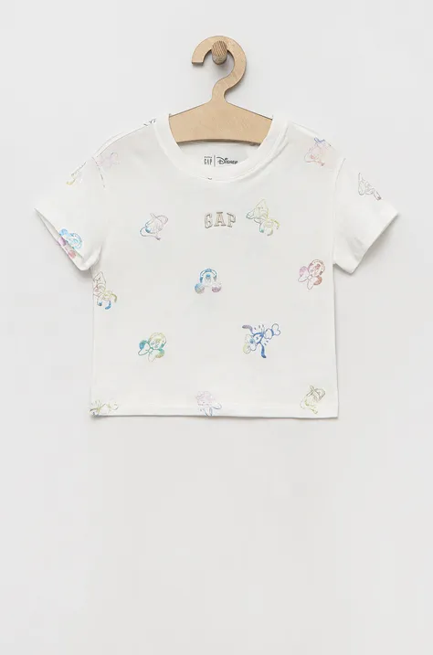 Детска памучна тениска GAP x Disney в бяло
