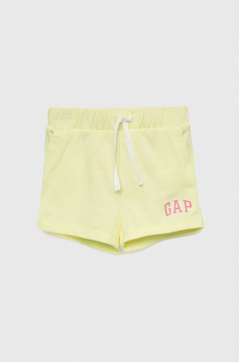 GAP pantaloni scurti copii culoarea galben, cu imprimeu, talie reglabila