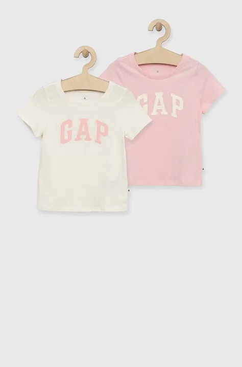 GAP t-shirt bawełniany dziecięcy 2-pack kolor różowy