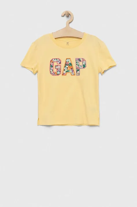 Dječja pamučna majica kratkih rukava GAP boja: žuta