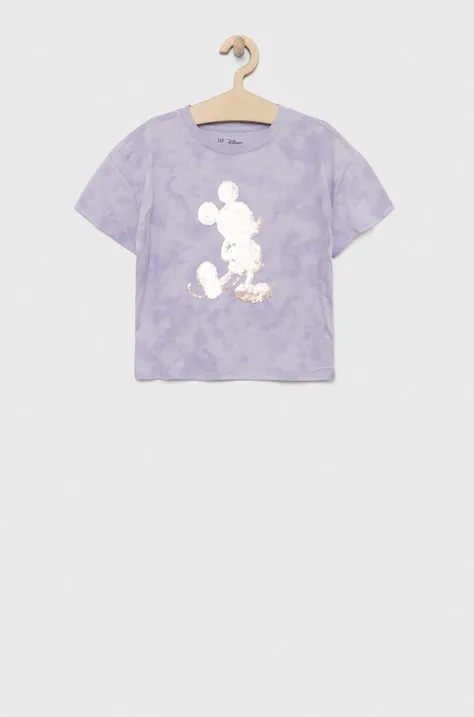 GAP t-shirt bawełniany dziecięcy x Myszka Miki kolor fioletowy
