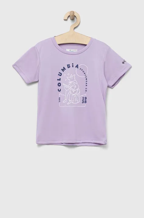 Detské tričko Columbia Mirror Creek Short Sleeve Graphic Shirt fialová farba