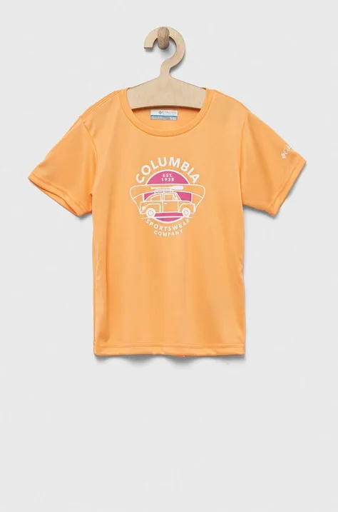 Columbia tricou copii Mirror Creek Short Sleeve Graphic Shirt culoarea portocaliu