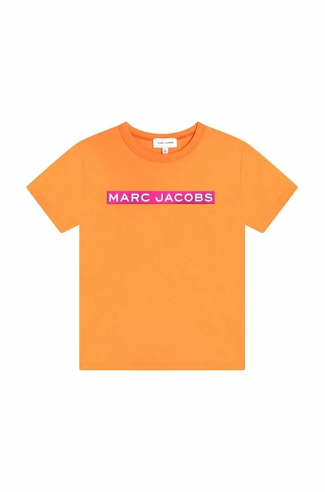 Детская хлопковая футболка Marc Jacobs цвет оранжевый