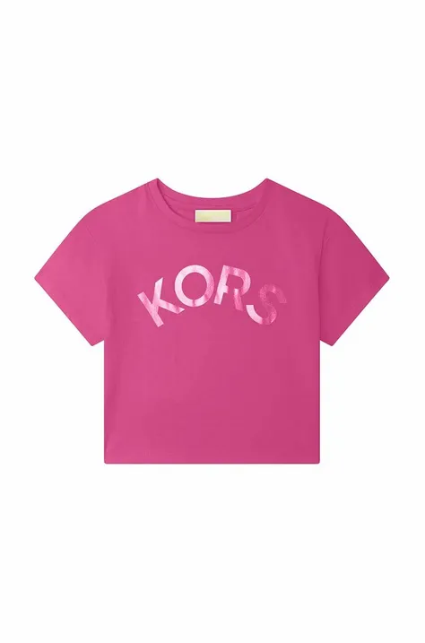 Michael Kors t-shirt bawełniany dziecięcy kolor fioletowy