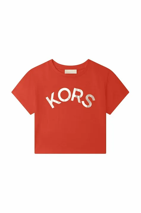 Детска памучна тениска Michael Kors в червено