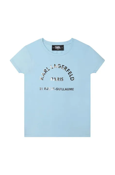 Karl Lagerfeld t-shirt bawełniany dziecięcy kolor niebieski