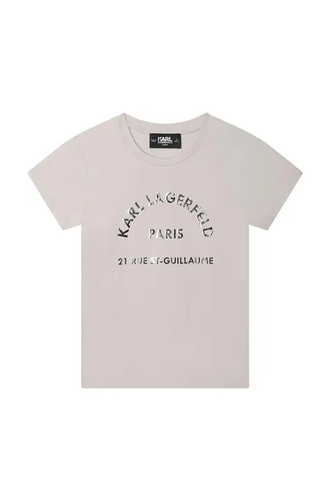 Karl Lagerfeld t-shirt bawełniany dziecięcy kolor beżowy