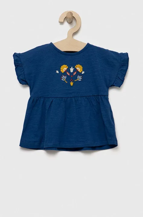 Otroška bombažna kratka majica zippy mornarsko modra barva