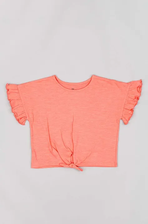 Dětské bavlněné tričko zippy oranžová barva