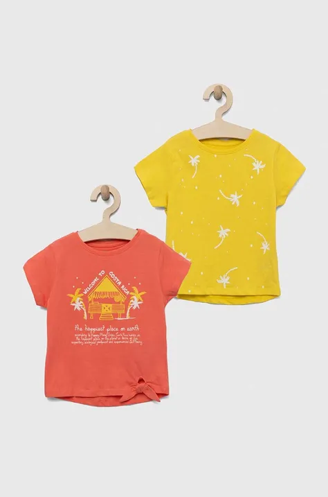 Detské bavlnené tričko zippy 2-pak oranžová farba